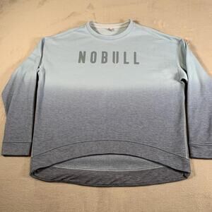NOBULL Sweater Mens Medium‎ Blue Gray Ombre Pullover Crewneck Athletic Workout